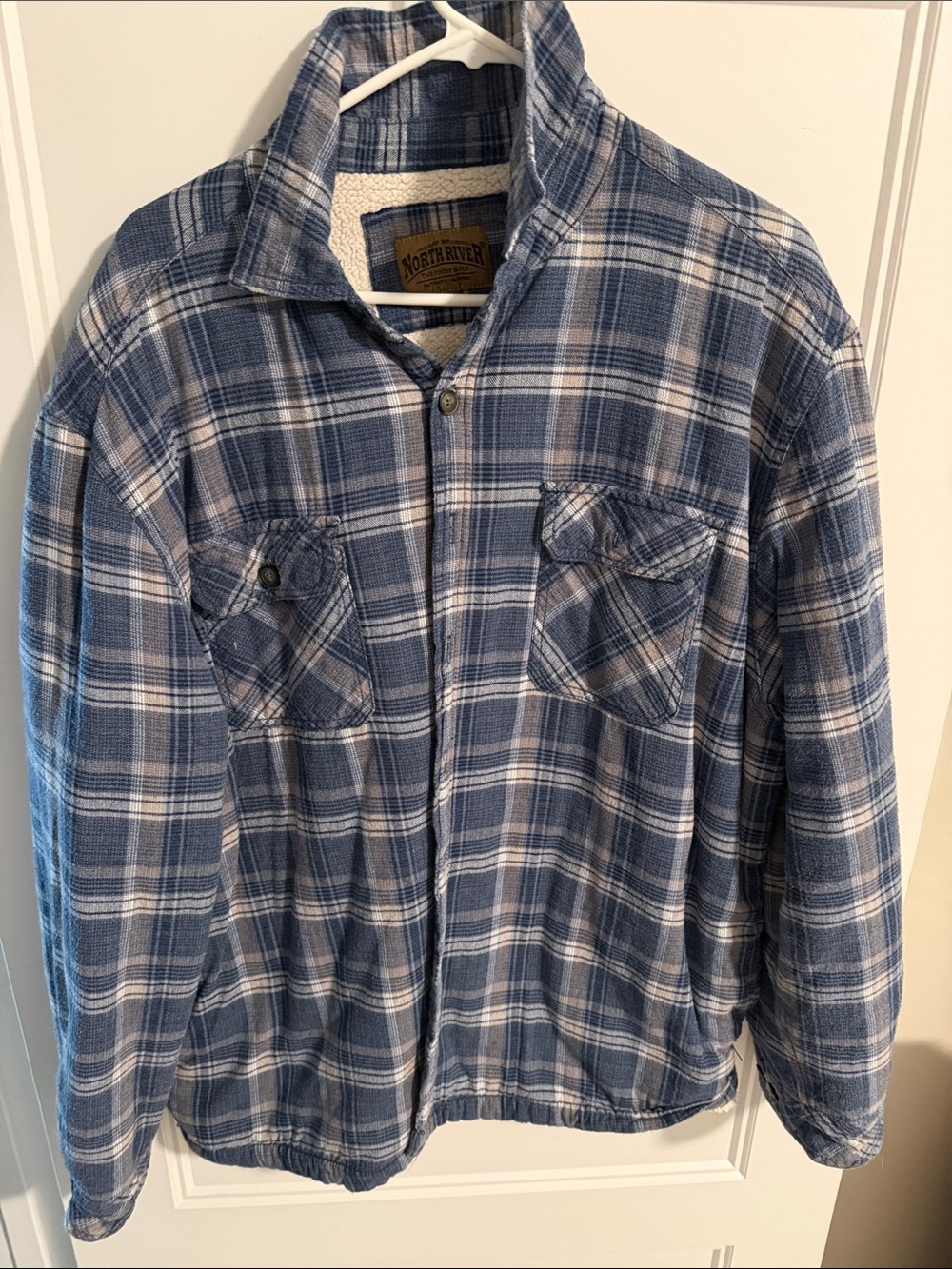 North River Men's Blue Plaid Sherpa-Lined Shirt Jacket